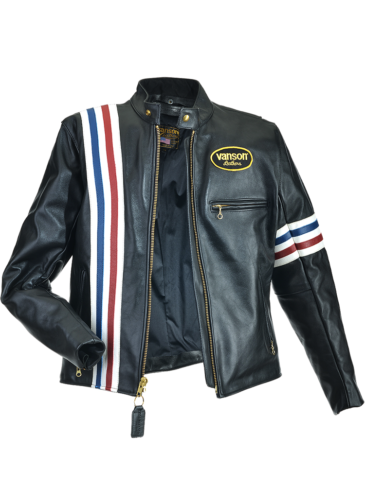 Captain America Leather Biker Jacket With Hand Made US Flag