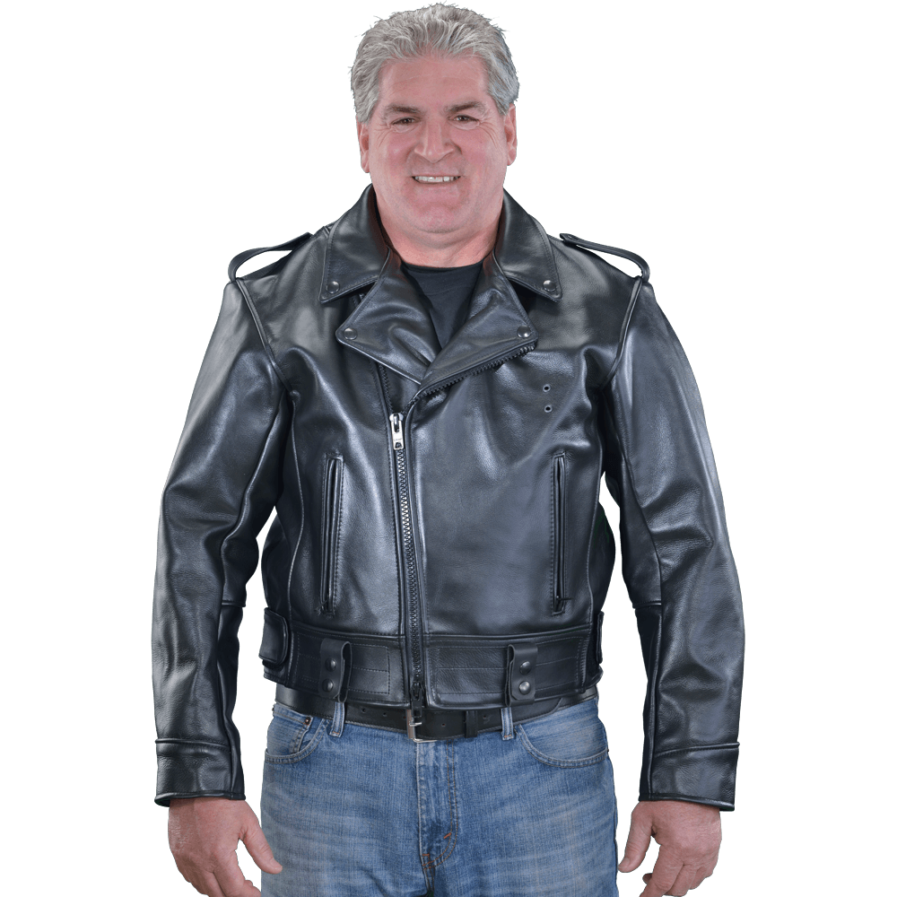 Force Motor-Patrol Jacket - Black Leather Police Motorcycle Concealed ...