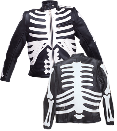 B Jacket with Skeleton Bones Front and Back - Motorcycle Leather 