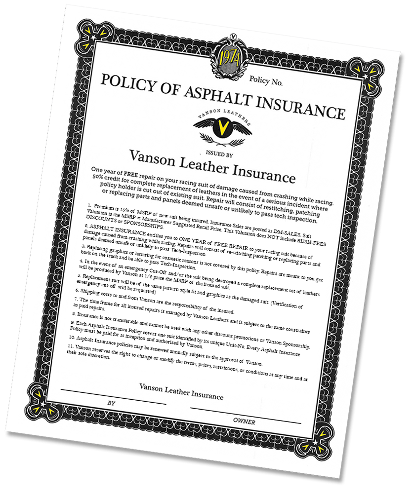 Vanson Leather Insurance Policy
