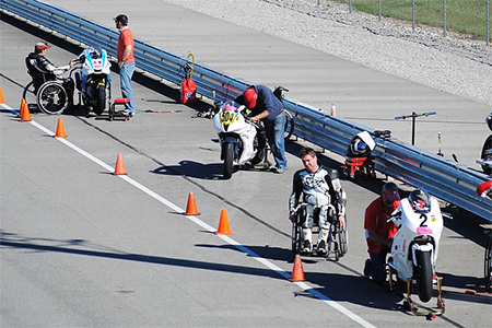 disabled riders and their instructors at The Bike Experience
