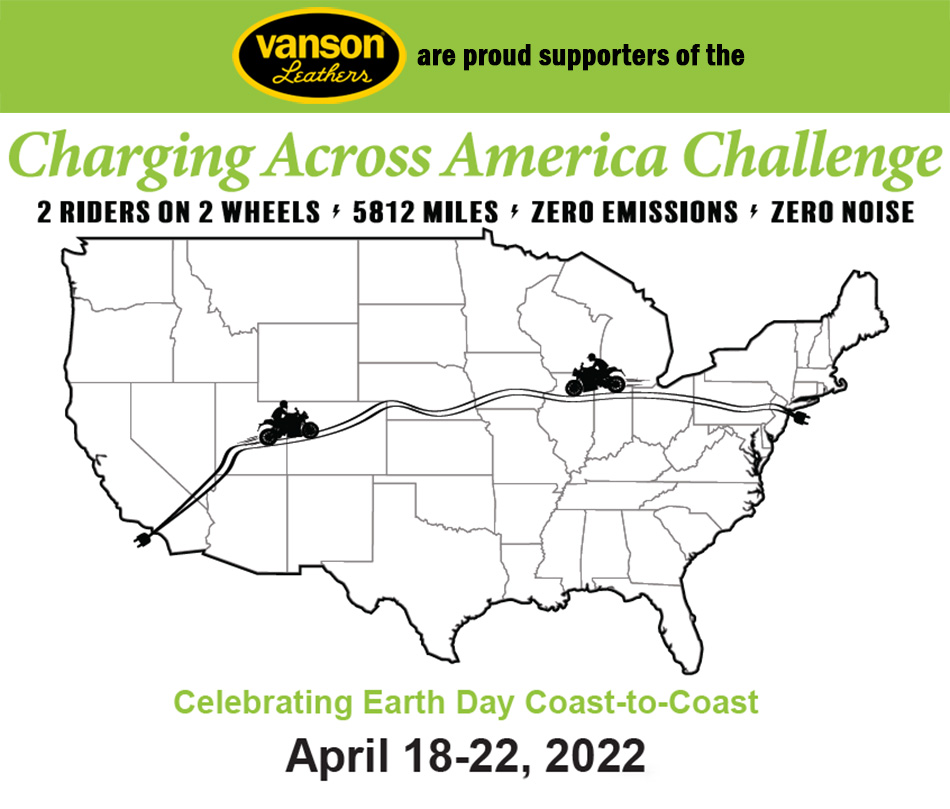 Charging accross America Challenge, 2 riders on two wheels, 5812 miles, zero emissions, zero noise. Celebrating EArth Day Cost to cost, April 18-22, 2022