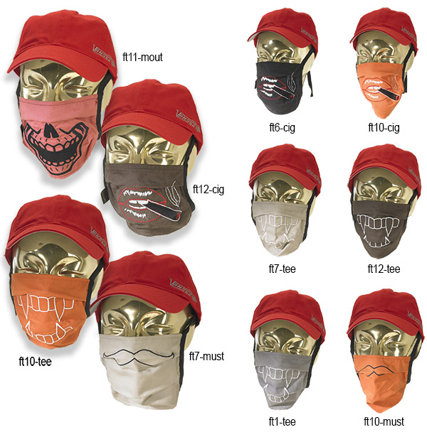 assorted images of Vanson embroidered sugical face masks