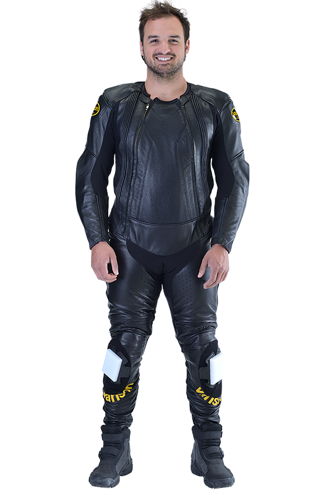 Vanson HYBRID Black leather racing suit