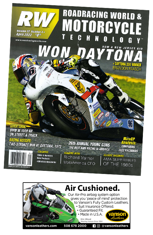 Vanson ads in the Roadracing World Magazine