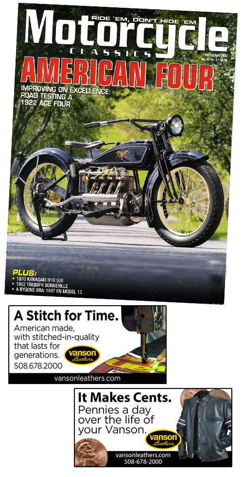 Vanson ads in the Motorcycle Classics Magazine