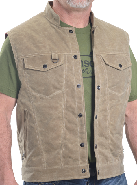 Persuader Snap Vest - concealed carry sleeveless field tan cotton 