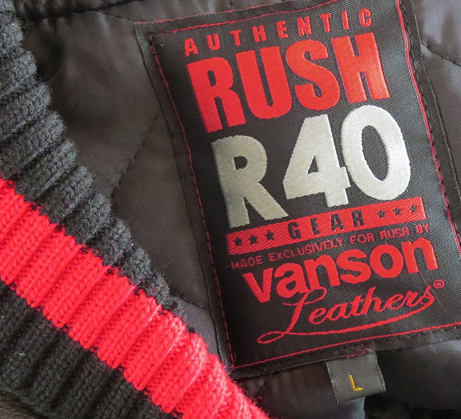 Vanson limited edition Rush R40 jacket tab